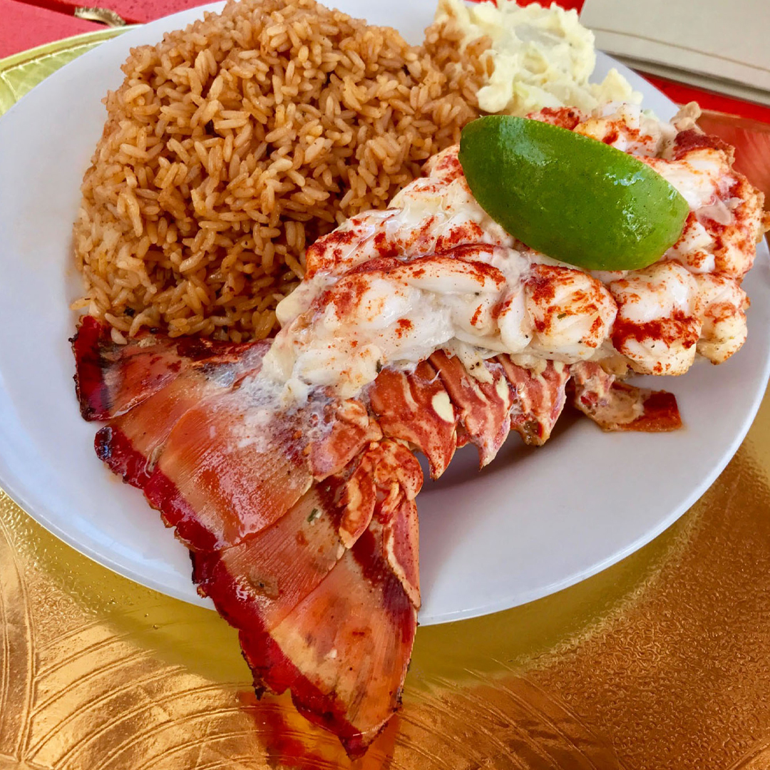 bahamas lobster and rice plate